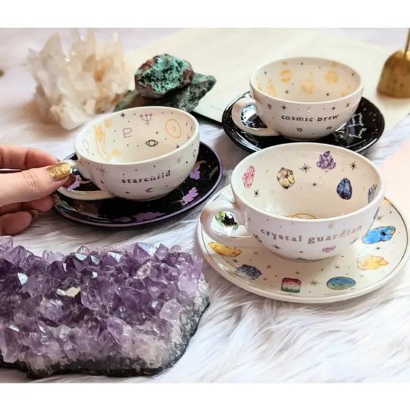 YOUR CHOICE Hand Crafted "Fortune Telling" Divination Teacup/Saucer Set (2 PCS)! - Picture 1 of 6